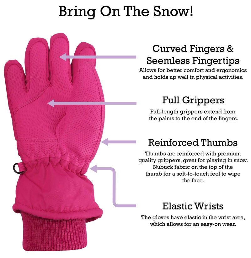 N'Ice Caps Kids Waterproof Winter Thinsulate Warm Gloves (Fuchsia, 5-6 Years) - Image 4